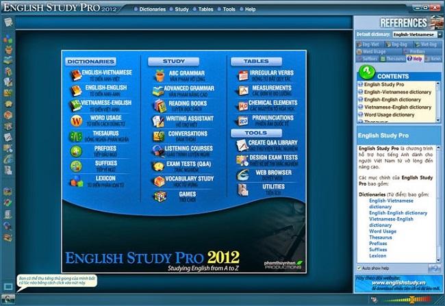 Giao diện của English Study Pro 2012
