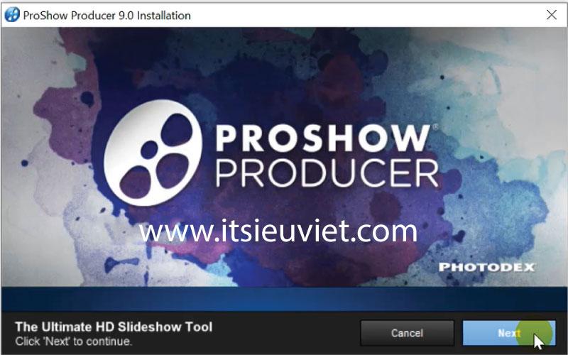 nhấn next để cài đặt proshow producer 9